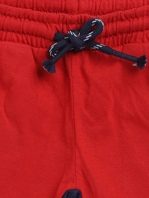 Boys Medium Red Printed 2 Pc Set T-shirt with Short Trouser image number null